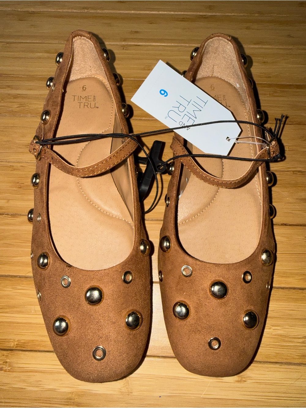 Time and Tru Women's Studded Mary Jane Flats